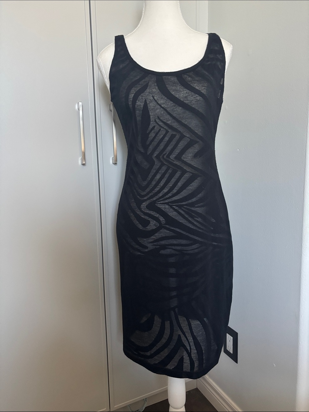 Diane Von Furstenberg Black Sheer Zebra-Pattern Sleepwear